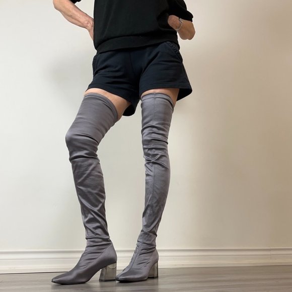 JOHN FLUEVOG • Silver Thigh High PETULA Boots • Vegan • Size 8 • NWT - Picture 7 of 14